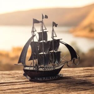 Black Metal Sailboat Decor